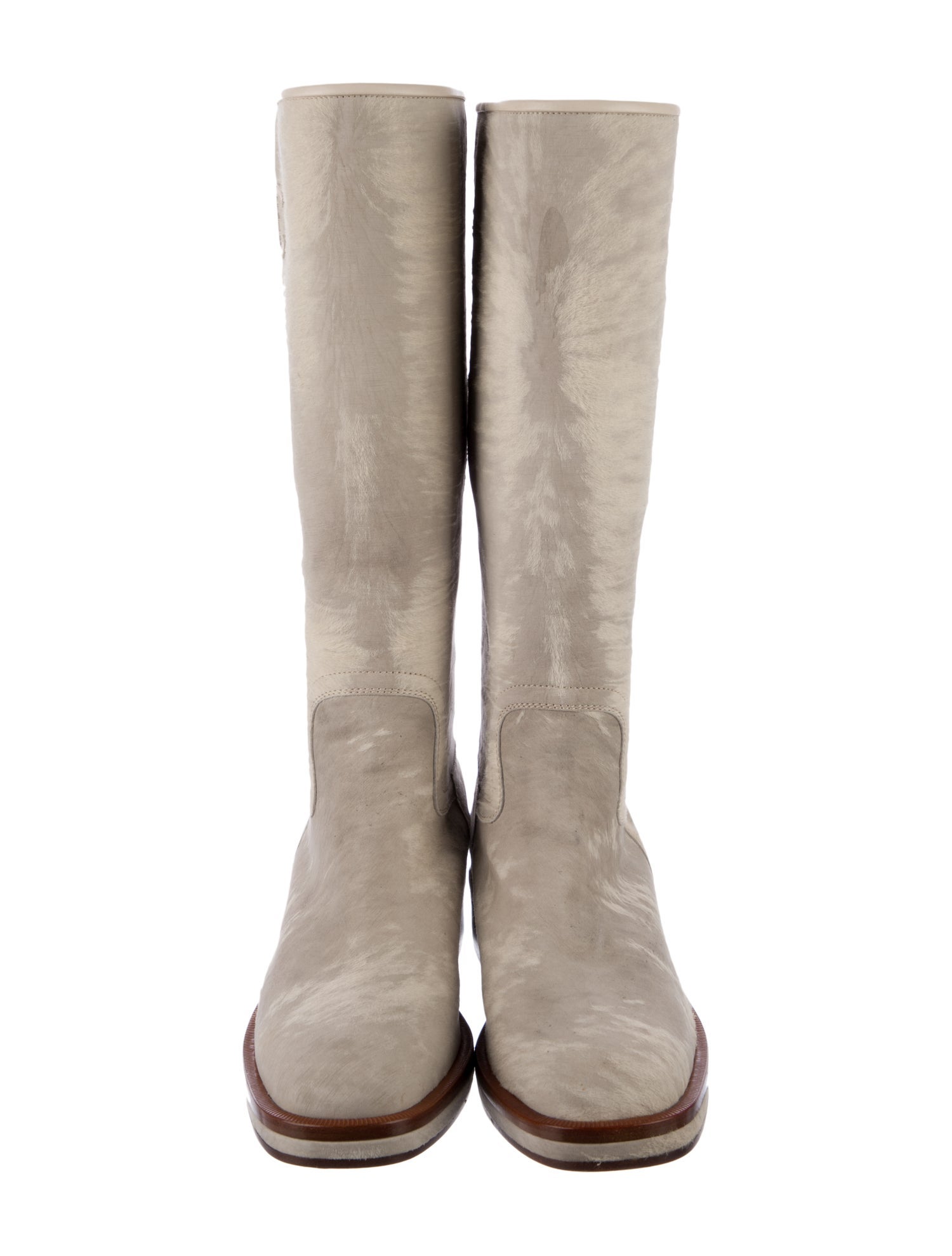 Chanel Interlocking CC Logo Ponyhair Riding Boots